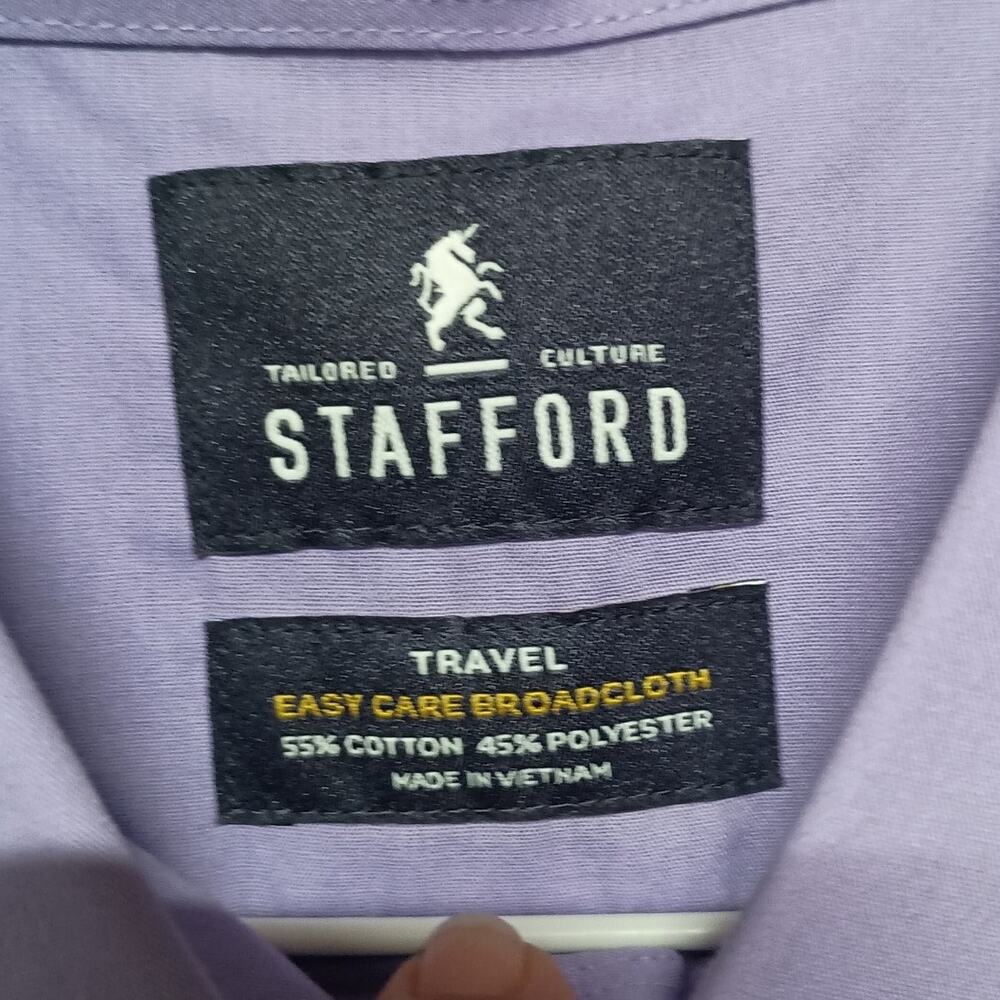 Stafford Men’s XL Purple Long Sleeve Button-Up Dress Shirt - Picture 3 of 7